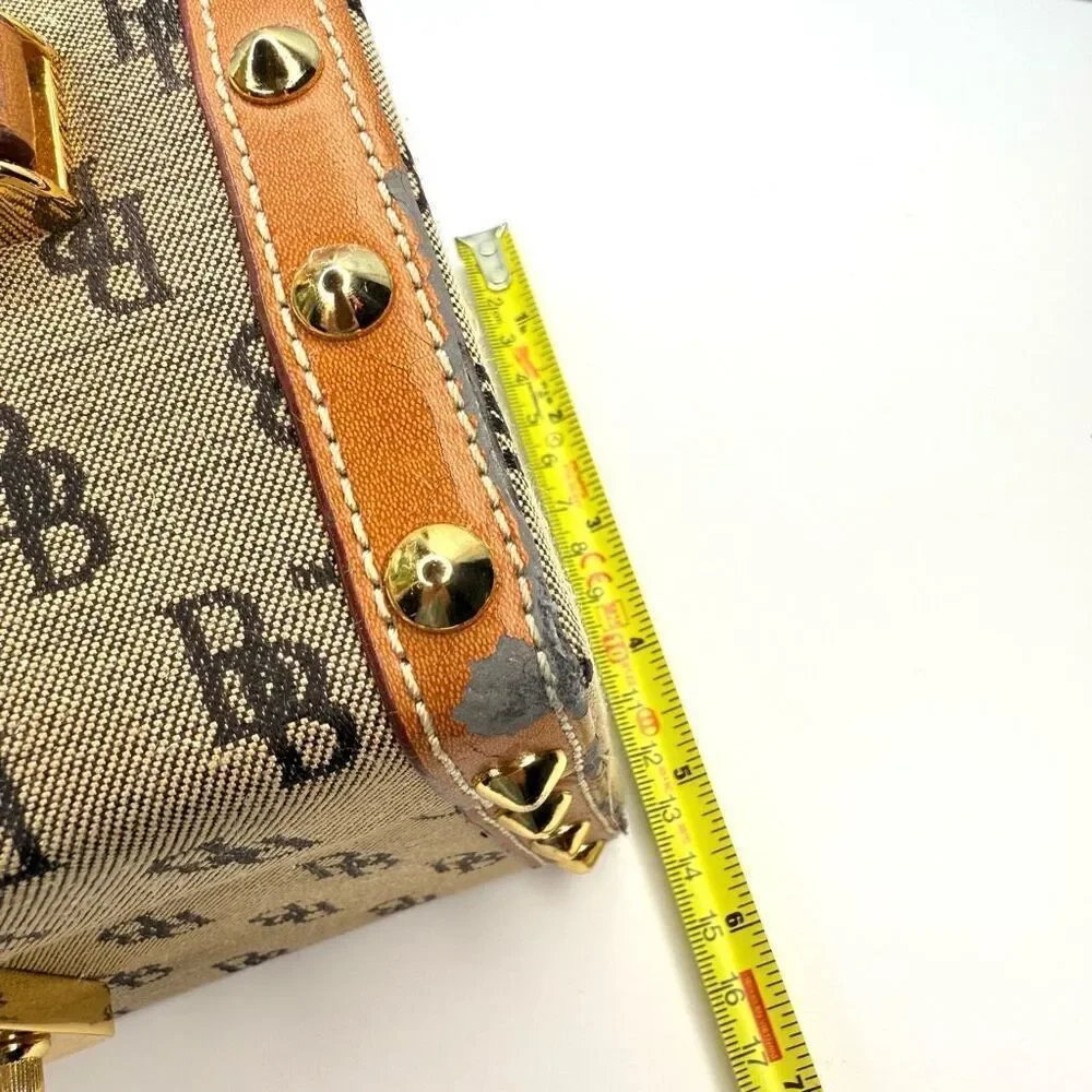 Vintage B. Brentano BB Monogram Vanity/Box Case, Made in Italy, Gold-Tone Lock